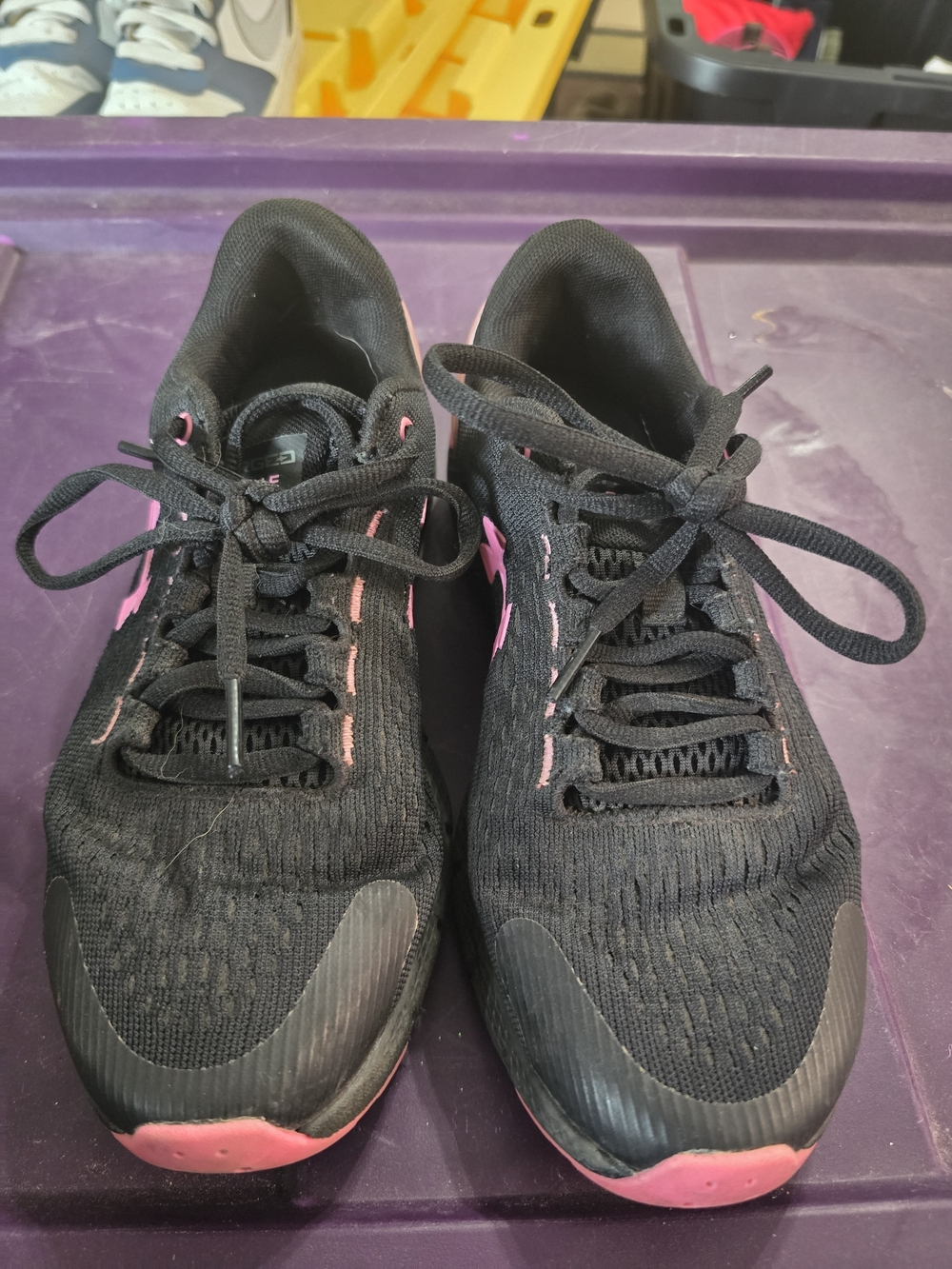 Under Armour Black and Pink Kids' Running Sneakers